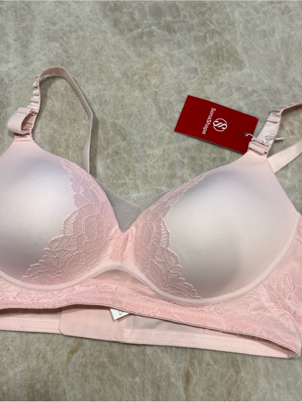 SonaShape Lace Trim Bra Womens Ipinj  Cream Full Coverage Intimates Lingerie Xl